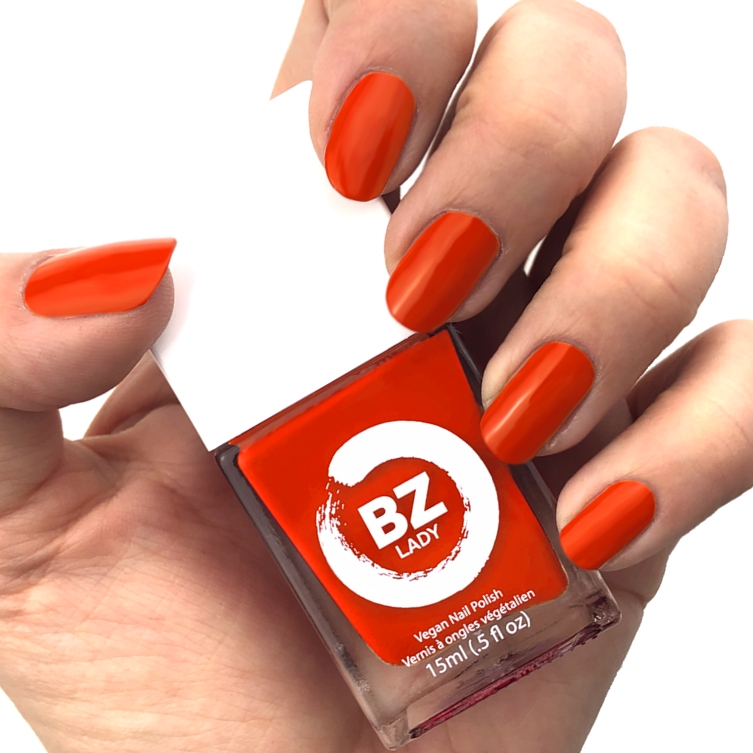 Vernis à ongles végan non-toxique vermillon rouge orange BZ Lady Canberra